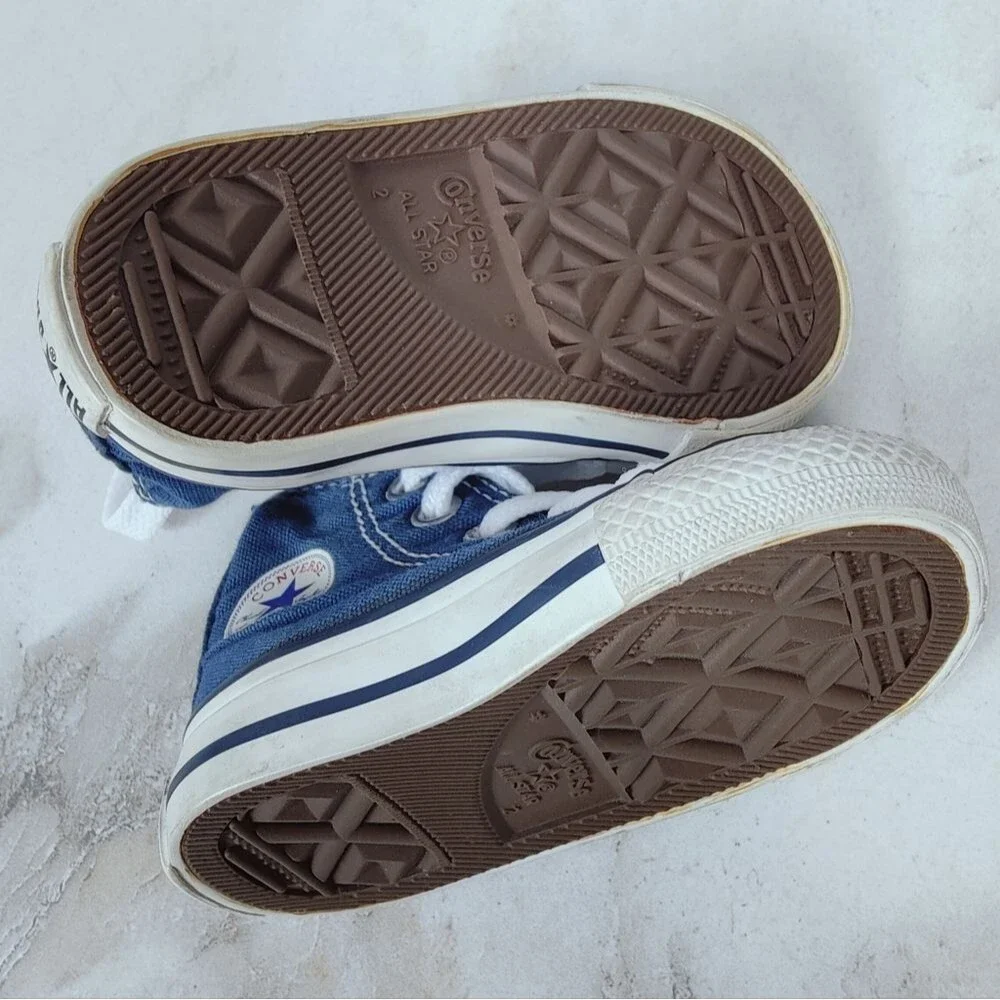 Converse Baby Infant Chuck Taylor All Star Hi Shoes Navy White, Sz 2